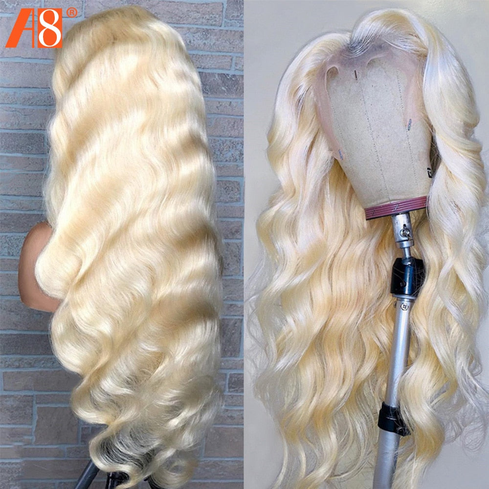 Remy Glueless 613 Blonde Body Wave 38'' 13x4 Lace Front Wigs Brazilian Lace Frontal Human Hair Wigs Prepluck With Baby Hair 150%