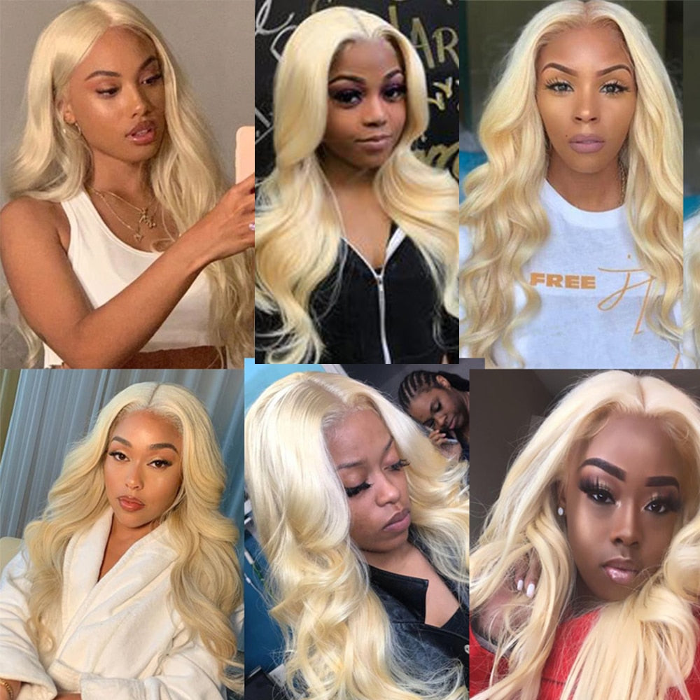 Remy Glueless 613 Blonde Body Wave 38'' 13x4 Lace Front Wigs Brazilian Lace Frontal Human Hair Wigs Prepluck With Baby Hair 150%
