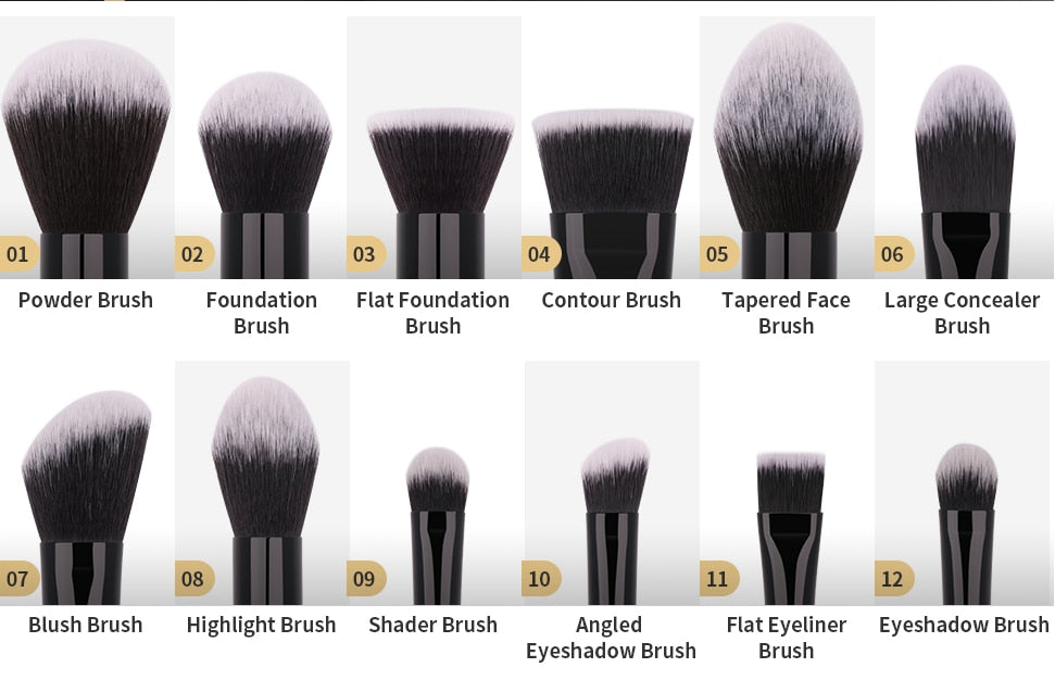 DUcare 8-27Pcs Makeup Brushes Set Natural Goat Hair Cosmetic Powder Eye Shadow Foundation Blush Blending Make Up Brush Maquiagem