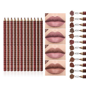 6 12Pcs/Set Waterproof Pencil Lipstick Set Pen Matte Lip Liner Long Lasting Makeup Pens Easy to Wear Non-stick Cup карандаш для