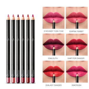 6 12Pcs/Set Waterproof Pencil Lipstick Set Pen Matte Lip Liner Long Lasting Makeup Pens Easy to Wear Non-stick Cup карандаш для