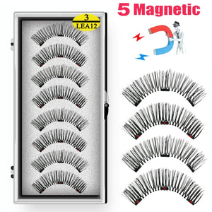 LEKOFO 8PCS 3 Magnets Magnetic Eyelashes Handmade Artificial 3D Faux Cils Magnetic Natural False Mink lashes with Tweezers