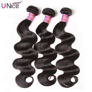 UNICE 30 Inch Body Wave Brazilian Virgin Hair Bundles Natural Color 100% Human Hair Weave 1/3/4 for Africa American Women