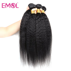 Kinky Straight Hair Bundles 100% Human Hair Weave Wholesale Vendor Yaki Straight Hair 3/4 Bundles Natural Hair Extensions EMOL