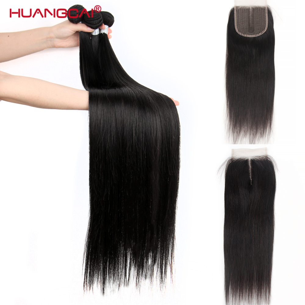 36 38 40 inch Long Straight Bundles With Closure Human Hair Brazilian Hair Weave Bundles Straight Remy Hair Sale For Women