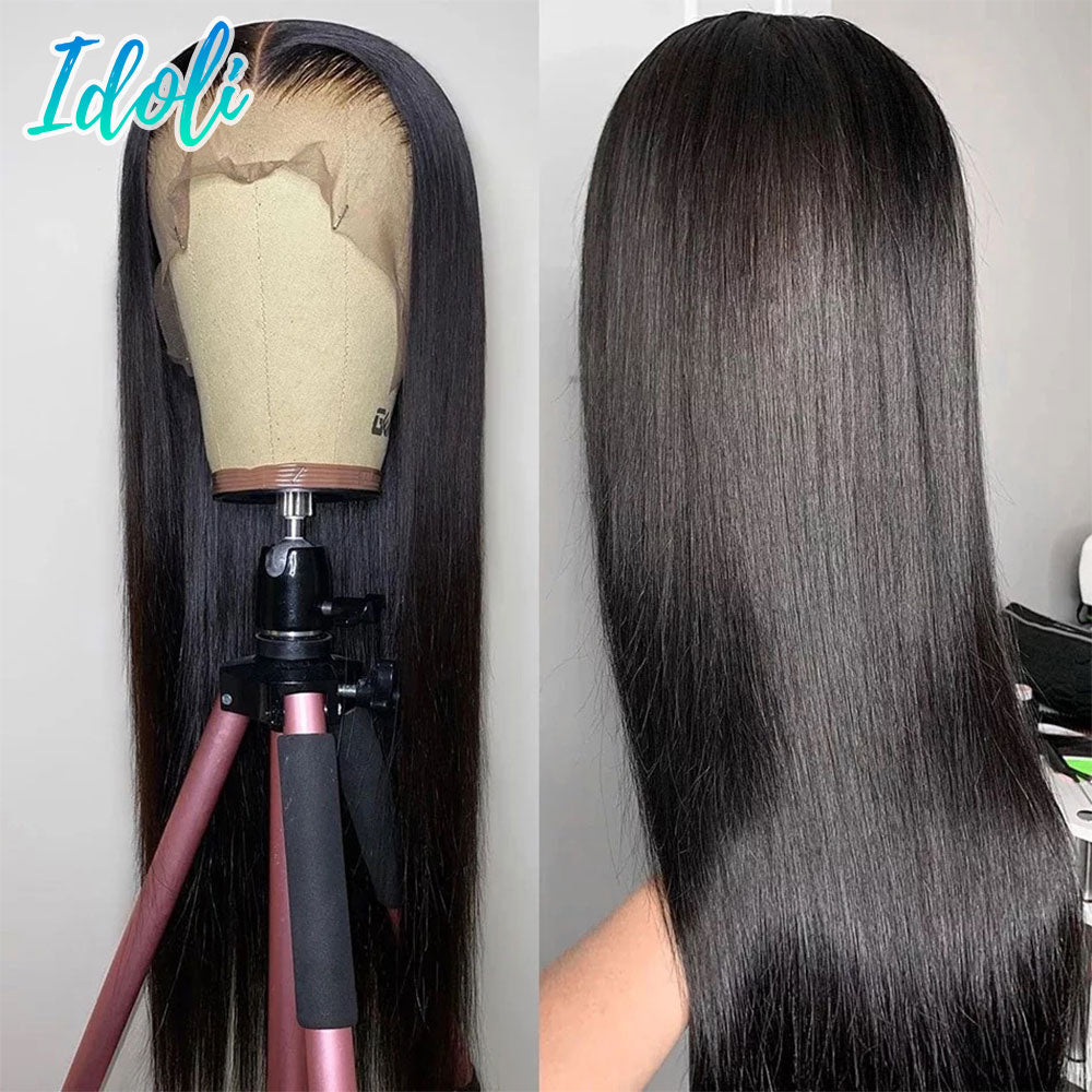 13x4Lace Front Human Hair Wigs Bone Glueless Straight Natural Color hair for Women Transparent Lace Frontal Wig Hair Closure Wig