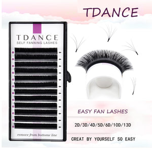 TDANCE Easy Fan Lashes Faux Mink Eyelash Extension Fast Bloom Austomatic Flowering Self-Making Volume Soft Natural Makeup Beauty