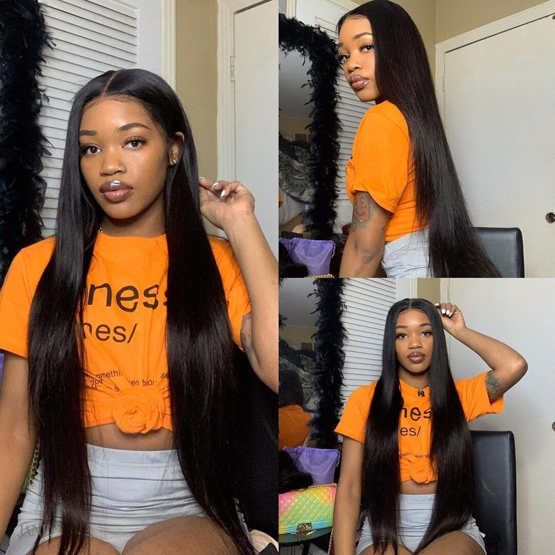 250 Density 30 40 Inch Straight Lace Front Wig Brazilian 13x4 Hd Lace Frontal pre plucked Bob Wigs For Black Women Human Hair