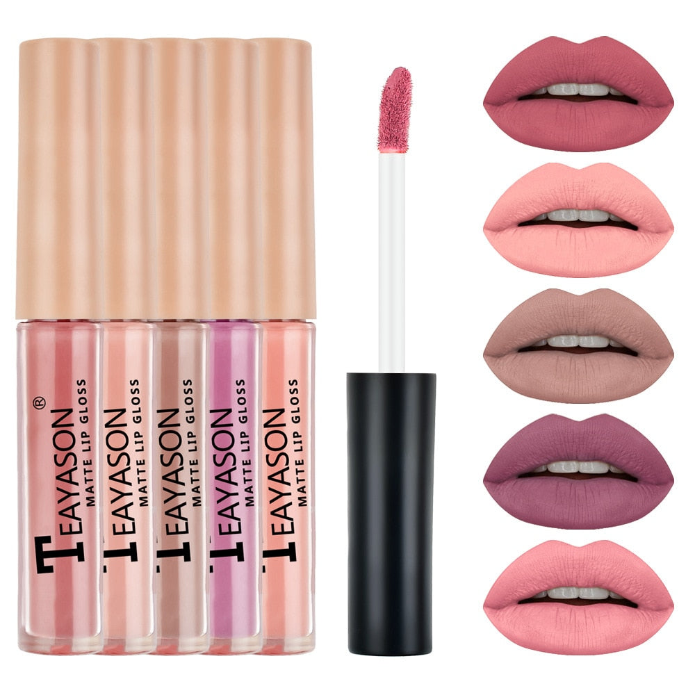 5Pcs/Set Waterproof Lipstick Sexy Vampire Lip Stick Matte Velvet Lipsticks Lips Makeup Cosmetics Labiales Matte