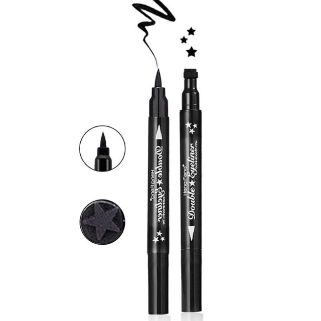 2 In1 Eyeliner Stamp Eye Wing Stamp Starry Liquid Eyeliner Pencil Stamp Triangle Seal Eyeliner Waterproof Quick Dry Cosmetics