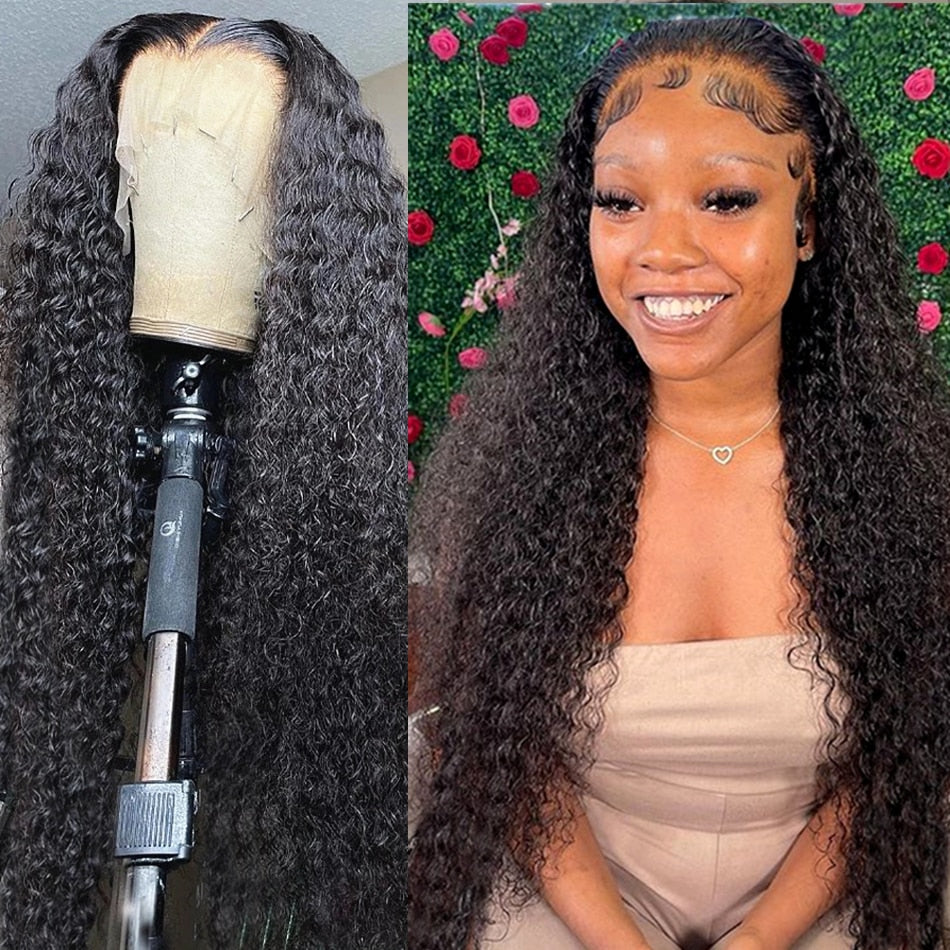 30 40 Inch Deep Wave Frontal Wig Human Hair 13x4 Curly Lace Front Wig Full Transparent HD Lace Water Wigs 180 Density Brazilian