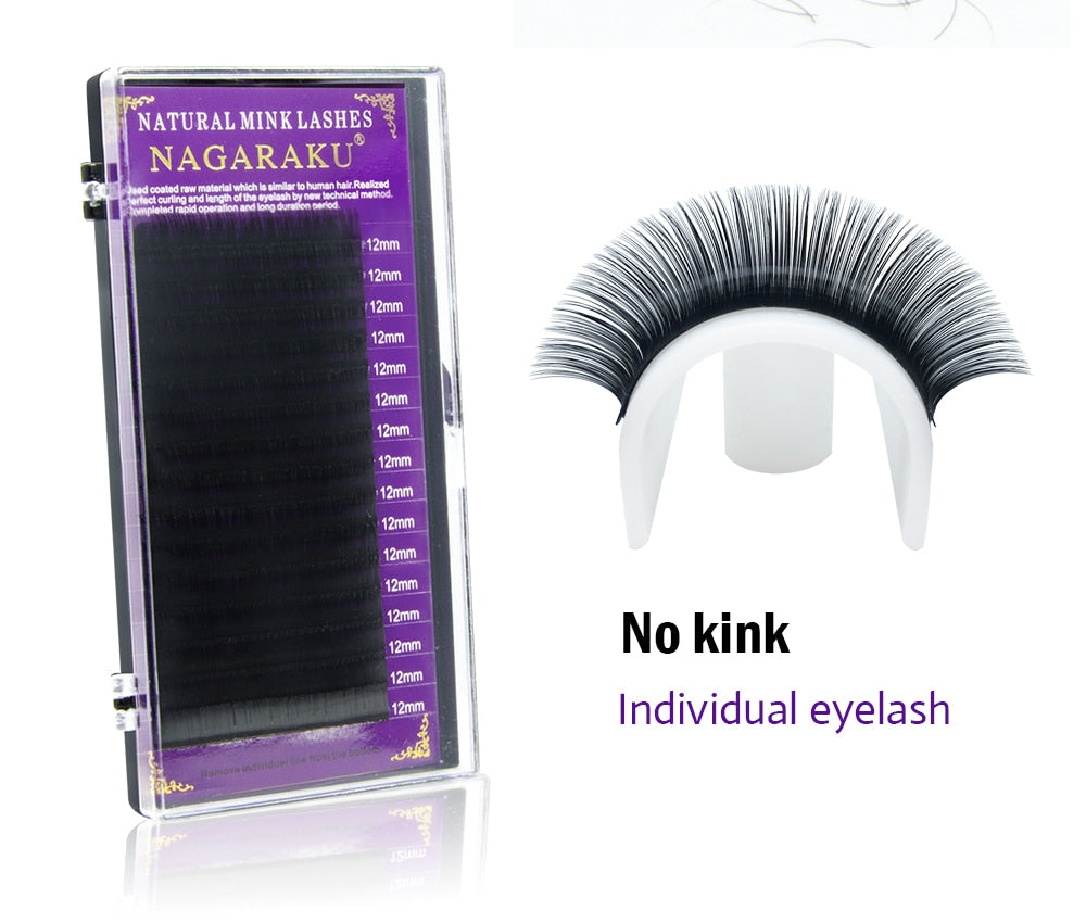 NAGARAKU 16Rows Faux lash individual eyelash extension lashes dark black matte for professionals soft natural eyelash extension