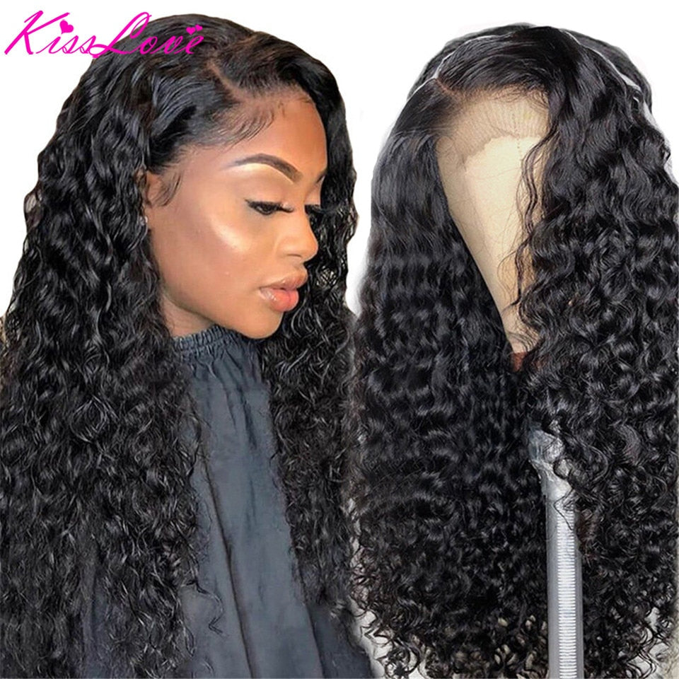 KissLove Deep Wave 13x6/13x4 Lace Front Human Hair Wigs for Black Women Prepluck Glueless Brazilian HD5x5 Swiss Lace Closure Wig