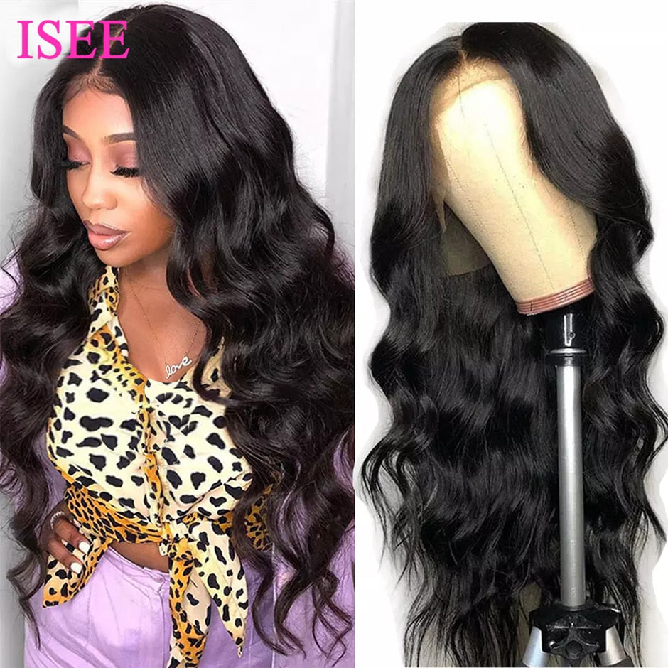 ISEE HAIR Peruvian Body Wave 13x4 Lace Front Wig 4x4 Body Wave Lace Closure Wigs For Women Human Hair Wigs  13x1 Lace part Wigs
