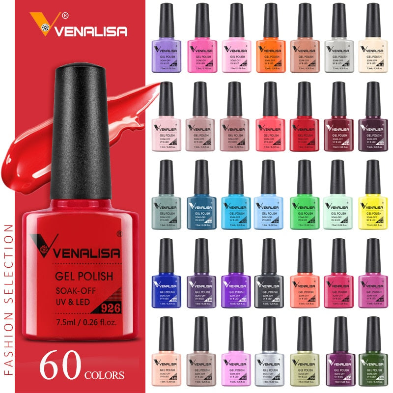 VENALISA Nail Gel Polish Semi Permanent Gellack Nail Art Salon 120 Color Glitter 7.5ml Soak off Organic UV LED Nail Gel Varnish