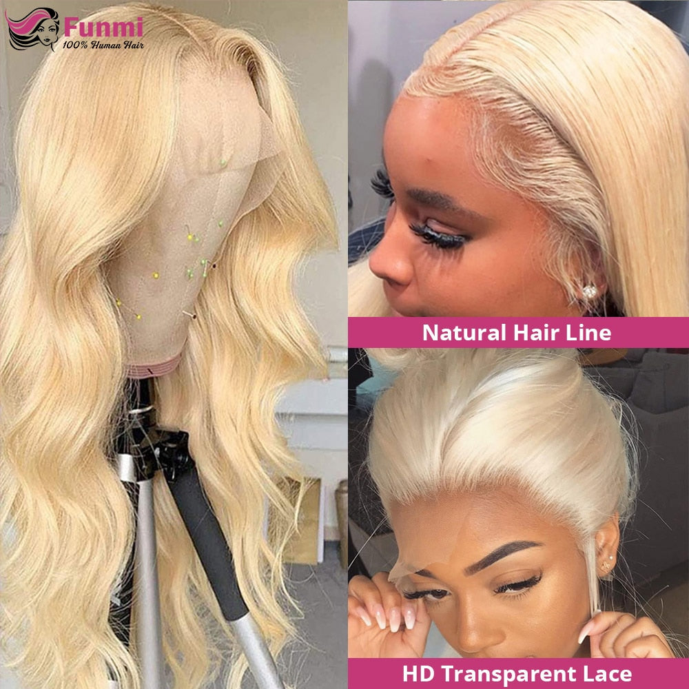 30 34 40 Inch Blonde Lace Front Human Hair Wigs For Women HD Transparent 613 Lace Frontal Wig 13x4 Body Wave Lace Front Wig