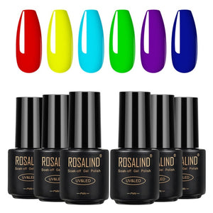 ROSALIND Gel Nail Polish Set 4/6/8PCS Glitter Gel Varnishes Kit For Manicure Semi-Permanent Hybrid Lacquer Base And Top Nail Art