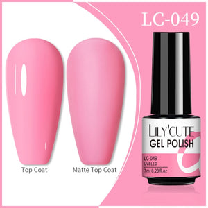 LILYCUTE 7ml Nail Gel Polish Nail Color Glitter Sequins Matte Effect Gel Long Lasting Base Top Coat Nail Art Manicure Semi Gel