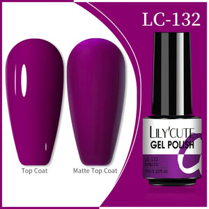 LILYCUTE 7ml Nail Gel Polish Nail Color Glitter Sequins Matte Effect Gel Long Lasting Base Top Coat Nail Art Manicure Semi Gel