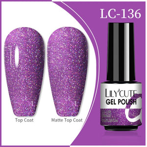 LILYCUTE 7ml Nail Gel Polish Nail Color Glitter Sequins Matte Effect Gel Long Lasting Base Top Coat Nail Art Manicure Semi Gel