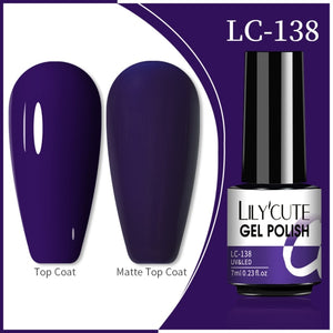 LILYCUTE 7ml Nail Gel Polish Nail Color Glitter Sequins Matte Effect Gel Long Lasting Base Top Coat Nail Art Manicure Semi Gel