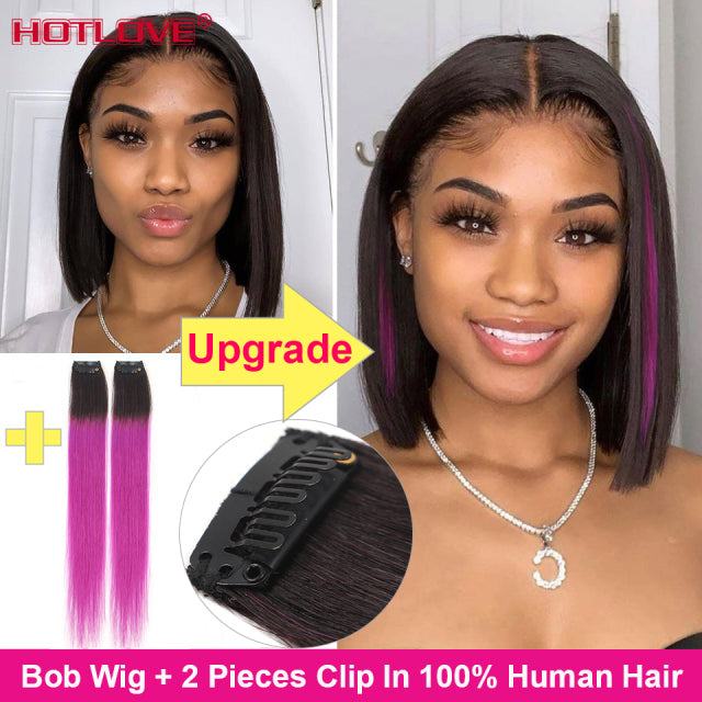 Short Bob Wig Bone Straight Human Hair Wigs for Black Women Pre-Plucked 5x5x1 Closure Wig Brazilian Hair Lace Wigs 150% Denisty