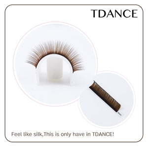 TDANCE 16 Lines Brown Individual False Eyelashes Extension High Quality Super Soft Natural Synthetic Mink Makeup Professional