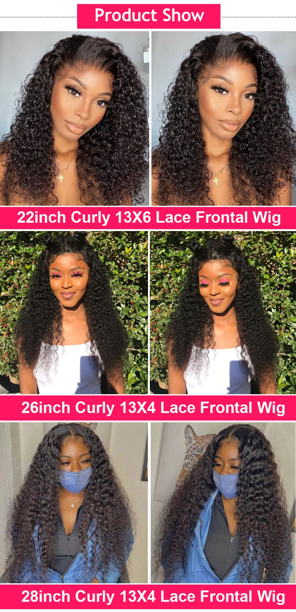Curly Human Hair Wig 13X6 Lace Frontal Wig Pre Plucked 13X4 Kinky Curly Lace Front Wig 250 Density Lace Front Human Hair Wigs