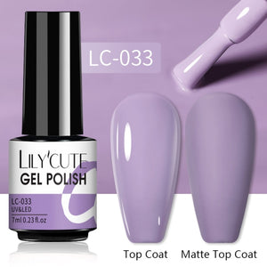 LILYCUTE 7ml Nail Gel Polish Nail Color Glitter Sequins Matte Effect Gel Long Lasting Base Top Coat Nail Art Manicure Semi Gel