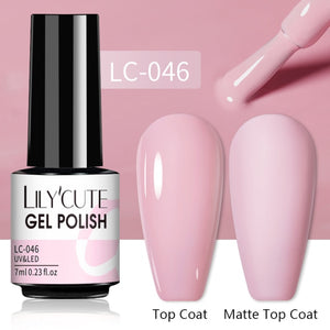 LILYCUTE 7ml Nail Gel Polish Nail Color Glitter Sequins Matte Effect Gel Long Lasting Base Top Coat Nail Art Manicure Semi Gel