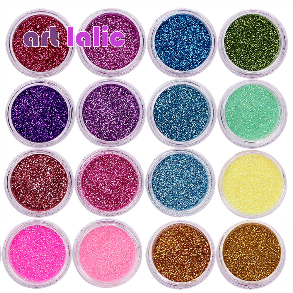 30 Pcs Nail Glitter Assorted Colors Nail Art Fine Glitters Powder Dust UV Gel Polish Acrylic Nail Tips Makeup Tools