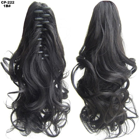 TOPREETY Heat Resistant Synthetic Hair 90gr 14" 35cm Wavy Claw Clip in/on Ponytail Hair Extensions CP-222