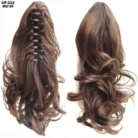 TOPREETY Heat Resistant Synthetic Hair 90gr 14" 35cm Wavy Claw Clip in/on Ponytail Hair Extensions CP-222