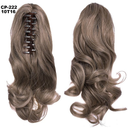 TOPREETY Heat Resistant Synthetic Hair 90gr 14" 35cm Wavy Claw Clip in/on Ponytail Hair Extensions CP-222