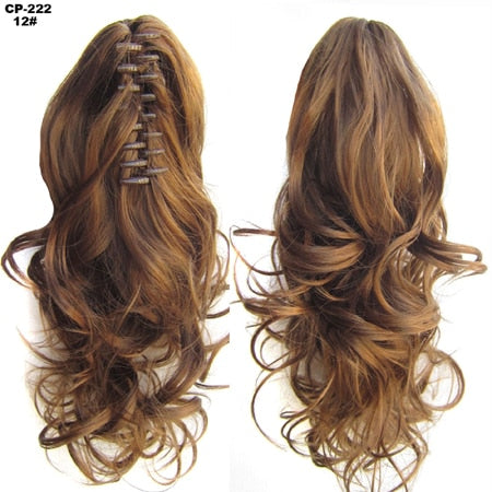 TOPREETY Heat Resistant Synthetic Hair 90gr 14" 35cm Wavy Claw Clip in/on Ponytail Hair Extensions CP-222