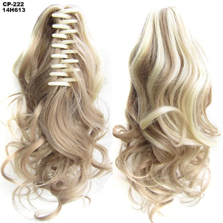 TOPREETY Heat Resistant Synthetic Hair 90gr 14" 35cm Wavy Claw Clip in/on Ponytail Hair Extensions CP-222