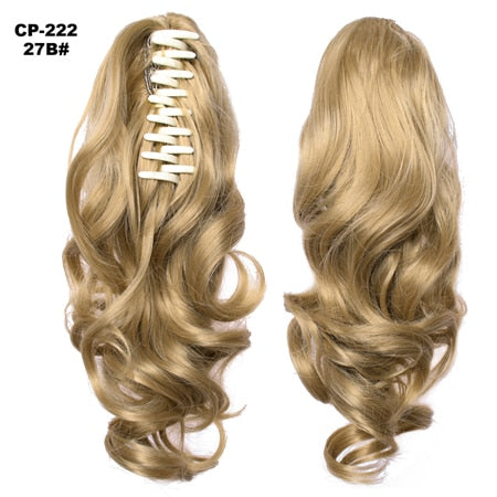 TOPREETY Heat Resistant Synthetic Hair 90gr 14" 35cm Wavy Claw Clip in/on Ponytail Hair Extensions CP-222