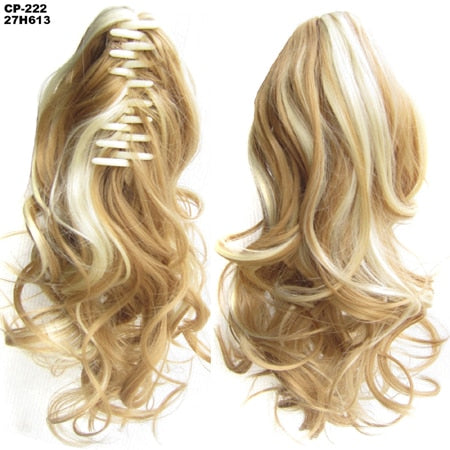 TOPREETY Heat Resistant Synthetic Hair 90gr 14" 35cm Wavy Claw Clip in/on Ponytail Hair Extensions CP-222