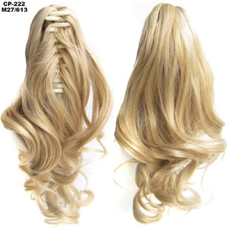 TOPREETY Heat Resistant Synthetic Hair 90gr 14" 35cm Wavy Claw Clip in/on Ponytail Hair Extensions CP-222