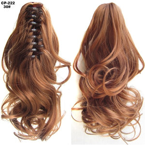 TOPREETY Heat Resistant Synthetic Hair 90gr 14" 35cm Wavy Claw Clip in/on Ponytail Hair Extensions CP-222