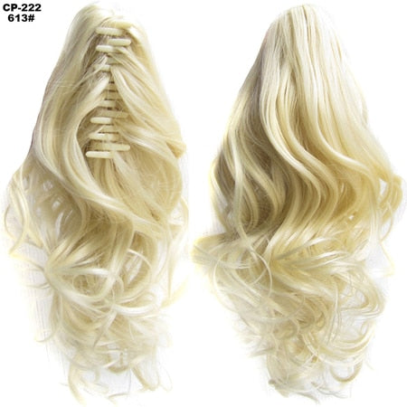 TOPREETY Heat Resistant Synthetic Hair 90gr 14" 35cm Wavy Claw Clip in/on Ponytail Hair Extensions CP-222